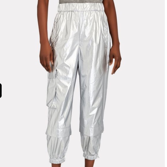 LAST CHANCE! Tibi cropped metallic crispy nylon joggers - Picture 2 of 8